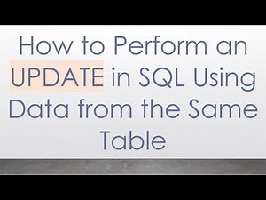 How to Perform an UPDATE in SQL Using Data from the Same Table
