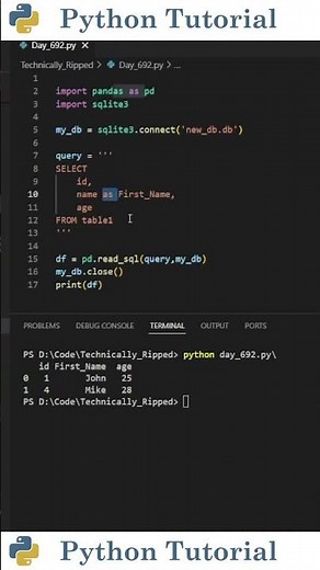 Renaming Columns In SQLite Query | Python Tutorial