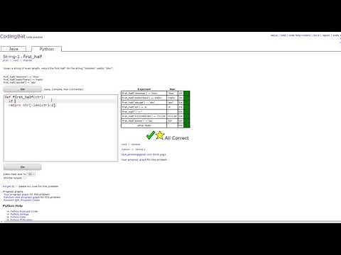 String-1 (first_half) Python Tutorial || codingbat.com