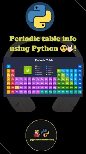 pythonfullstackcamp on Instagram: "Ever thought of building the entire Periodic Table with just Python code? 🧪💻 Here’s how coding meets chemistry to create something amazing Periodic table code in Python Python program for periodic table Build periodic table using Python Python chemistry project Periodic table script Python Python coding for science project Periodic table elements in Python How to make periodic table code Python project for students Create periodic table program 