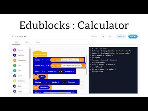 EduBlocks Tutorial : Calculator | Edublocks | Python