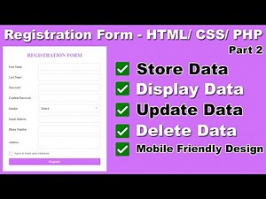 How to Create a Registration Form in HTML/ CSS and PHP | Responsive Registration Form in HTML & CSS