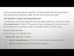 How to Remove Duplicate Elements in a List of Tuples with Python