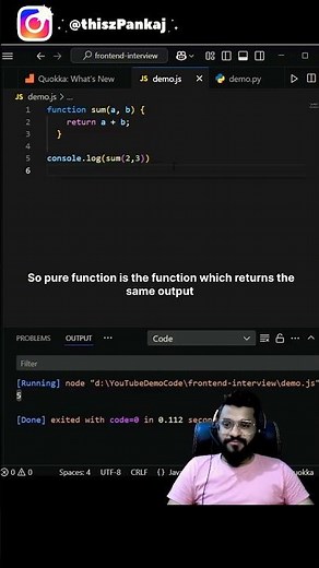 Pure function vs Impure function in #javascript - most frequent #frontend interview question #coding