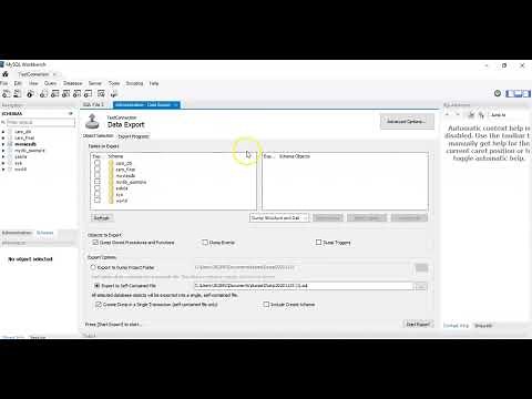 Creating a Dump file using MySQL workbench GUI