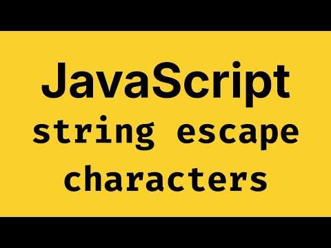 String Escape Characters - JavaScript Course 2026