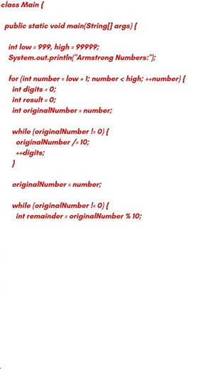 Java Program to find armstrong number.#dsa #codinginterview #javaprogramming #viral #java