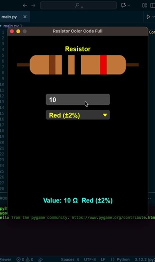 Resistance Color Code App Demo ⚡️ #short #coding #programming #python