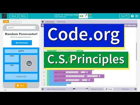 Code.org Lesson 12 Traversals Make a Random Forecaster App | Answer Tutorial | Unit 6 CS Principles