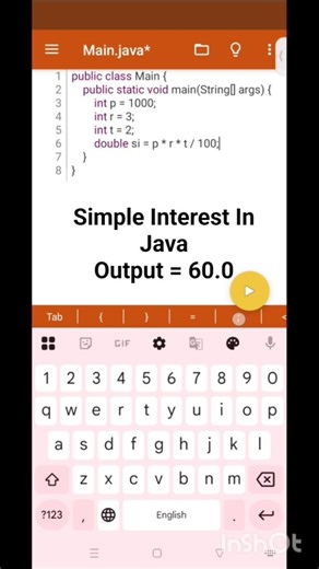 Java me simple interest kaise calculate kare? | si program #java #javaprogramming #beginnerforjava