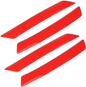 4Pcs Car Wheel Eyebrow Reflective Safety Stickers Self-Adhesive High Visibility Decal (Red)