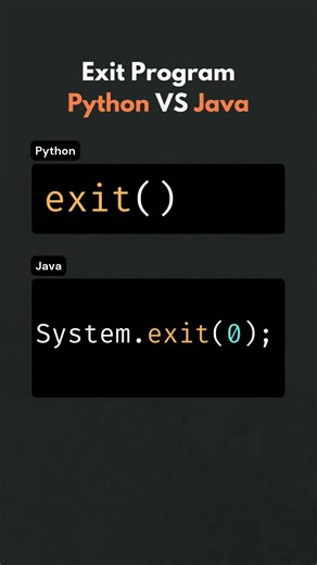 Exit a program in Python vs Java #python #java #code