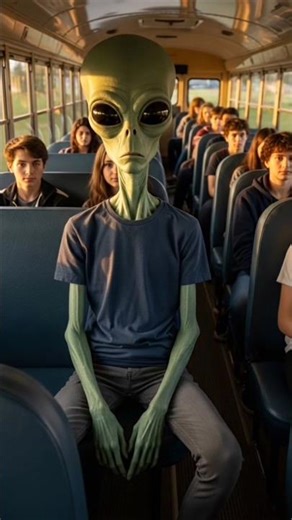 Alien Sitting on a School Bus 👽🚌