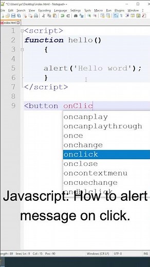 Call JavaScript Function OnClick Of Button | Button OnClick JavaScript | #javascript #shorts
