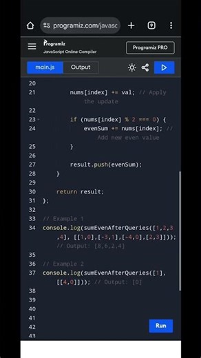 ⚡ Sum of Even Numbers After Queries in JavaScript | LeetCode | Step-by-Step DSA Solution