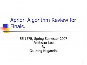 Apriori Algorithm Review for Finals. - SlideServe