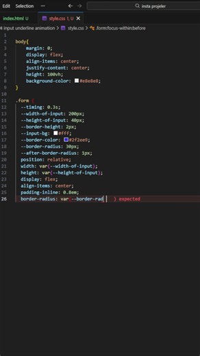 how to make input underline animation #coding #html #htmlcss #tutorial #tutorials #frontend