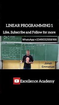 Linear Programming 1 (Graphical Method) #jonahemmanuel #linearprogrammingsolutions