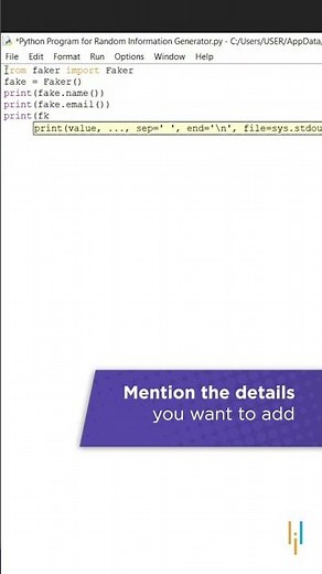 Python Program On Random Information Generator | Python Training | #Shorts | Simplilearn