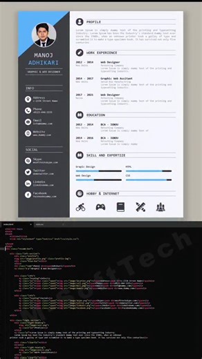 how to create resume using HTML CSS #webdesign #resume #htmlcss #cv #coding programming | M-SoftTech