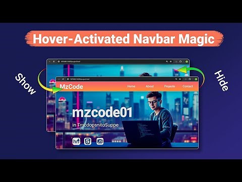 ✨ Hover-Activated Navbar Magic 2025: Pure HTML & CSS Menu Show/Hide Tutorial | MZCode01 #coding #css
