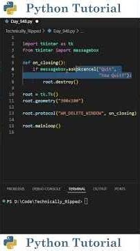 How to Confirm Before Closing a Tkinter App | Python Tutorial