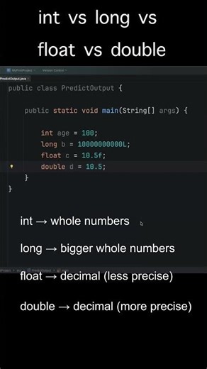 int vs long vs float vs double #shorts