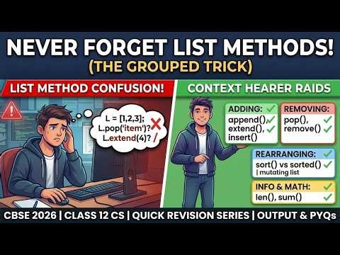 All Python List Methods in One Shot + PYQs | CBSE Class 12 CS 2026 Quick revision