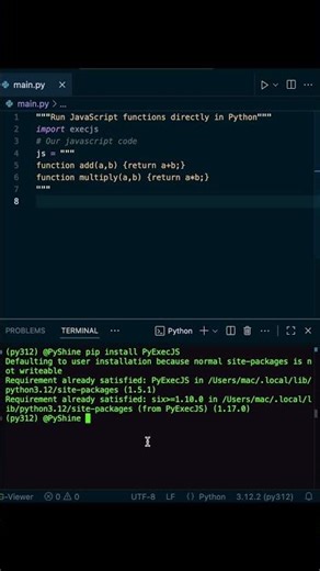 Run JavaScript in Python ⚡️ #shorts #coding #programming #python #javascript