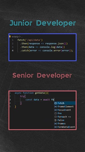 Junior Developer vs Senior Developer. #programming #coding #html #css #javascript #dsa #webdeveloper