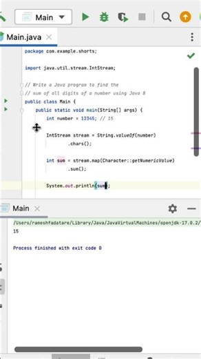 Java 8 Program 5 - Find the Sum of All Digits of a Number #java #coding #interview #javaguides