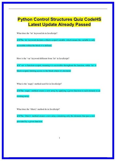 Python Control Structures Quiz CodeHS Latest Update Already Passed1097 636x882