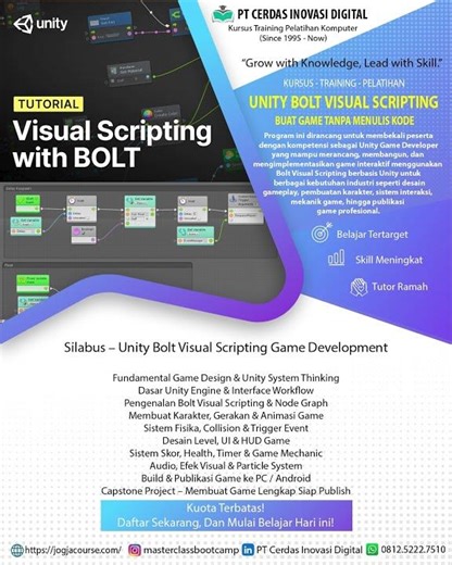 Kursus / Training / Pelatihan Unity Bolt Visual Scripting – Game Development Tanpa Koding