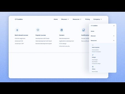 Responsive Navigation Bar Using HTML CSS & JavaScript | With Dropdown Mega Menu