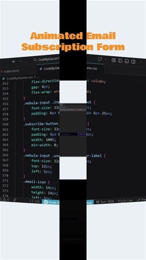 Animated Email Subscription Form 🔥 HTML & CSS #shorts #webdevelopment #html #css