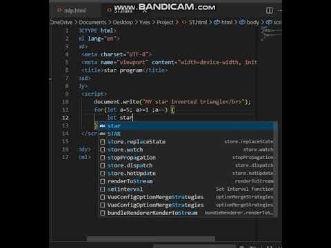inverted triangle of stars as a javascript program