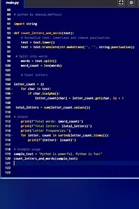 Python code for counting letters and words. #tricks #python #coding