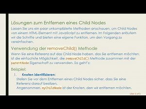 Wie man einfach ein Child Node in HTML mit JavaScript entfernt