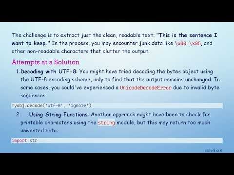 Fixing bytes Object Encoding in Python3: Clean Text Extraction