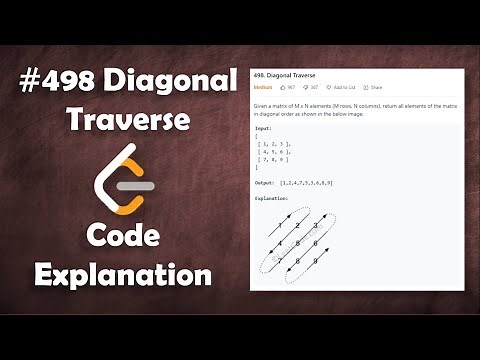 Diagonal Traverse | Live Coding with Explanation | Leetcode - 498