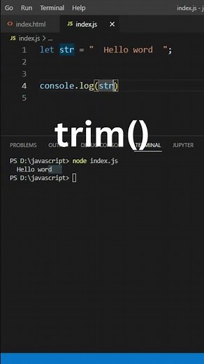 string remove space using trim() #javascript