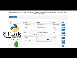 DataTable Inline Editing using Python Flask MongoDB CRUD with jquery ajax and X-Editable
