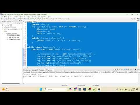 Sort Employee Objects by Name & Salary in Java — Collections.sort + Comparator
