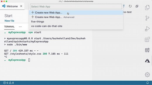 Deploy to Azure App Service using Visual Studio Code
