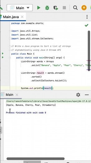 Java 8 Program 10 - How to Sort List of Strings Alphabetically using Java 8 Streams #java #interview