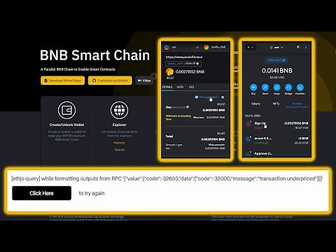 BNB chain error | JSON-RPC error | Transaction under-priced
