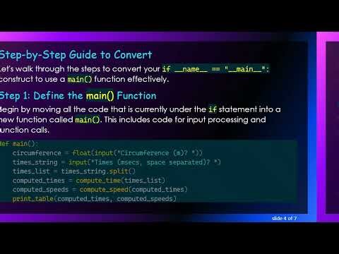 How to Convert __name__ == "__main__" to def main() in Python
