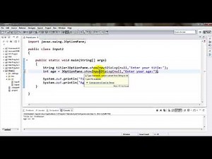 Java Tutorial - Accepting an int value using GUI Input Dialog