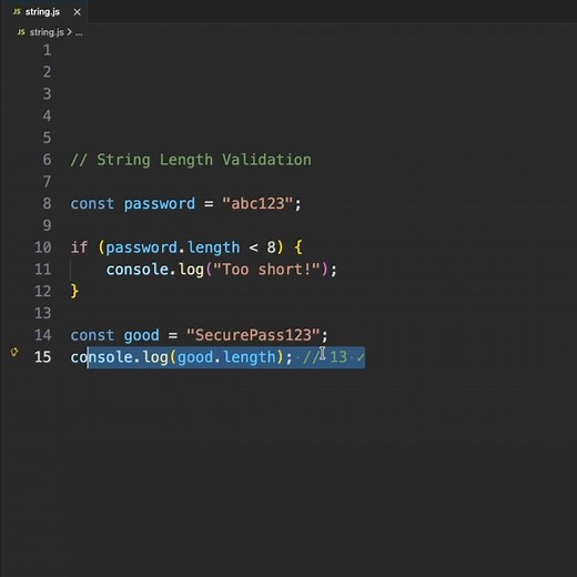 Learn how to check string length for password validation, username checks, and form validation. This simple trick works for any text input validation in your JavaScript projects!💡 Key Points: Use .length property (no parentheses!) Perfect for form validation Empty strings have length 0 Escape sequences count as 1 character 🎓 Part of my JavaScript Zero to Advanced course💬 Comment "length" if this helped you!👉 Follow for daily JavaScript tips!#JavaScript #Coding #Programming #WebDevelopment #L