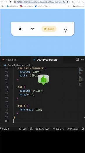 🔥 Modern Tab Bar with Hover & Click Animation #webdevelopment #coding #animation #shorts